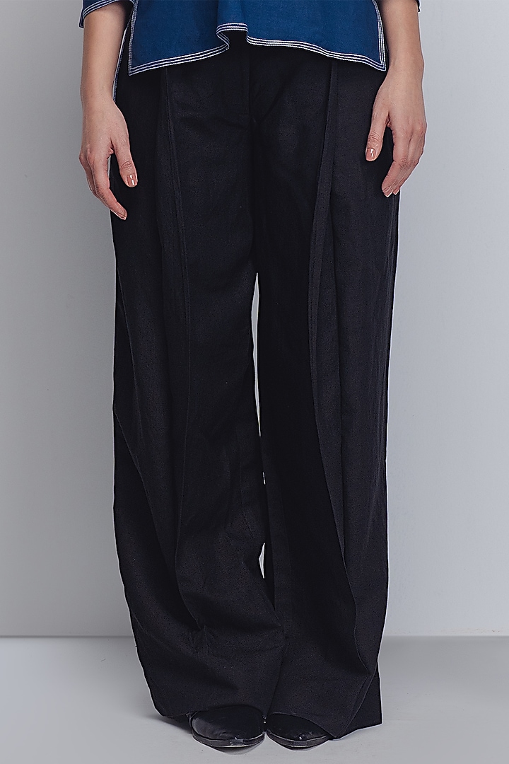 Black Linen High-Waisted Pants by LEH STUDIOS at Pernia's Pop Up Shop