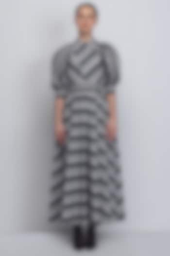 Black & White Cotton Poplin Stripe Vacation Dress by LEH STUDIOS at Pernia's Pop Up Shop