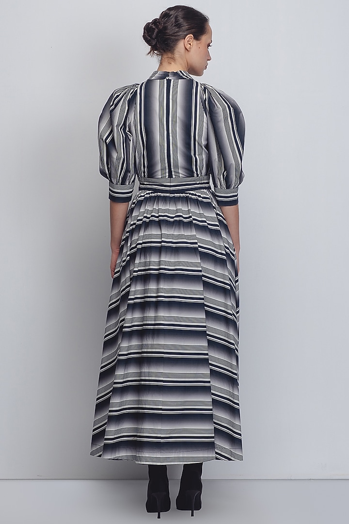 Black & White Cotton Poplin Stripe Vacation Dress by LEH STUDIOS at Pernia's Pop Up Shop