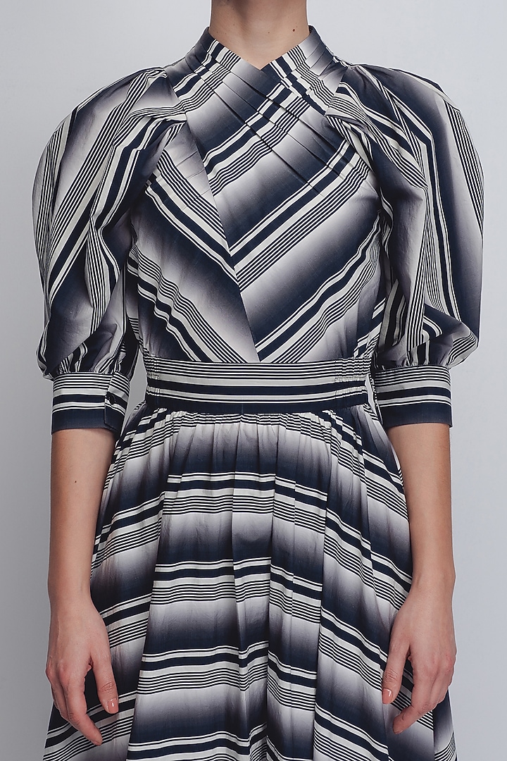 Black & White Cotton Poplin Stripe Vacation Dress by LEH STUDIOS at Pernia's Pop Up Shop