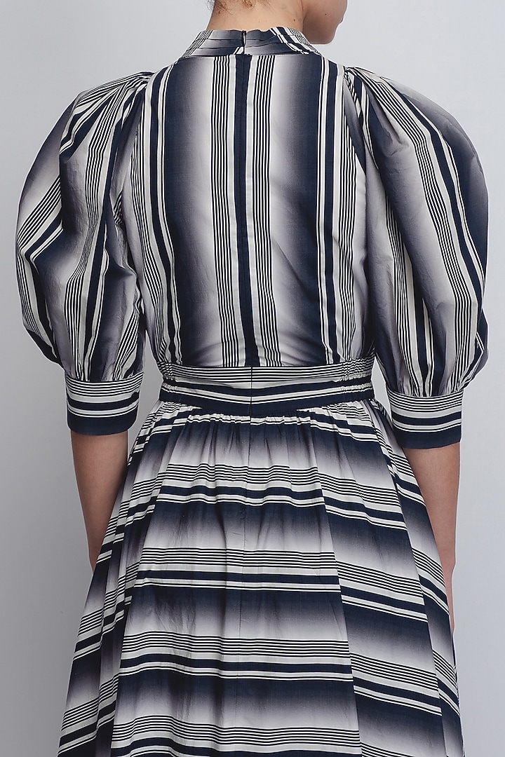 Black & White Cotton Poplin Stripe Vacation Dress by LEH STUDIOS at Pernia's Pop Up Shop