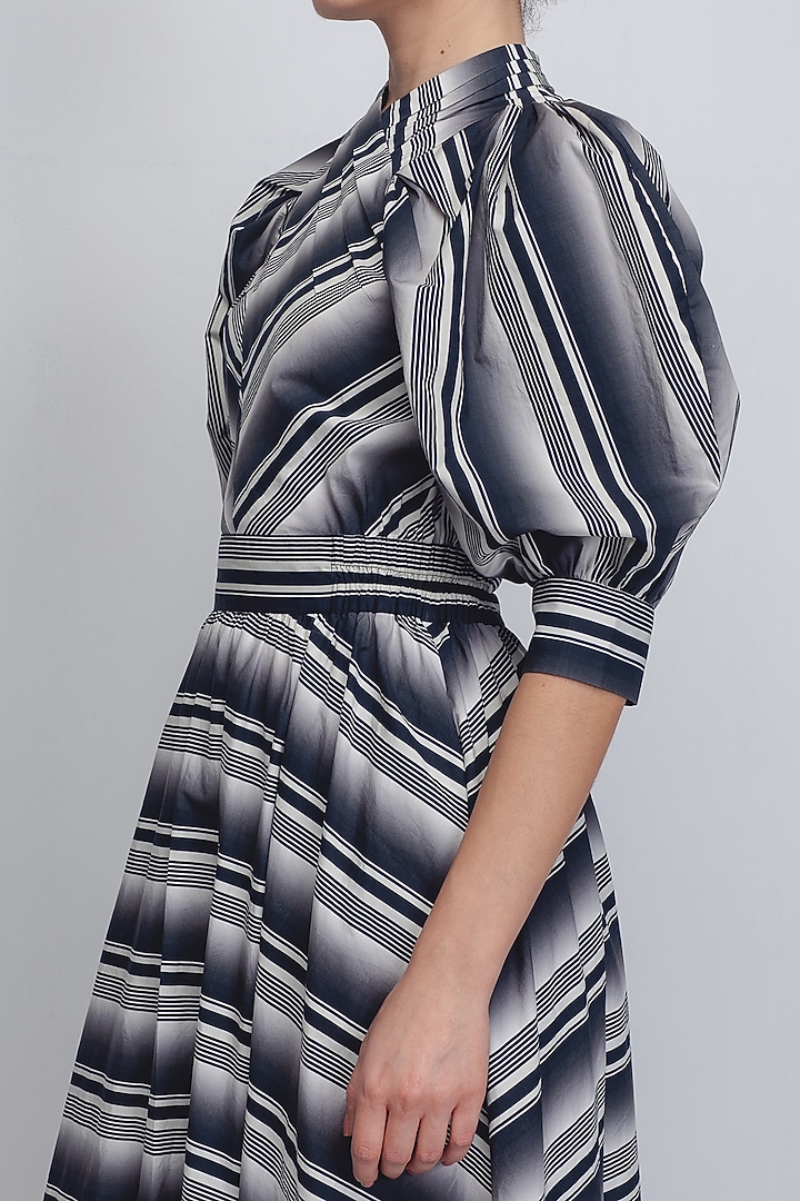 Black & White Cotton Poplin Stripe Vacation Dress by LEH STUDIOS at Pernia's Pop Up Shop