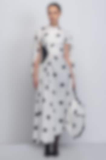 White & Black Viscose Polyester Vacation Dress by LEH STUDIOS at Pernia's Pop Up Shop