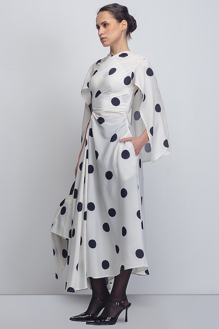 White & Black Viscose Polyester Vacation Dress by LEH STUDIOS at Pernia's Pop Up Shop