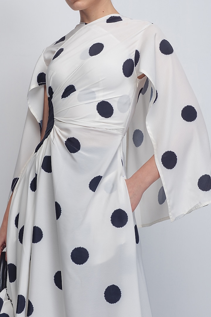 White & Black Viscose Polyester Vacation Dress by LEH STUDIOS at Pernia's Pop Up Shop