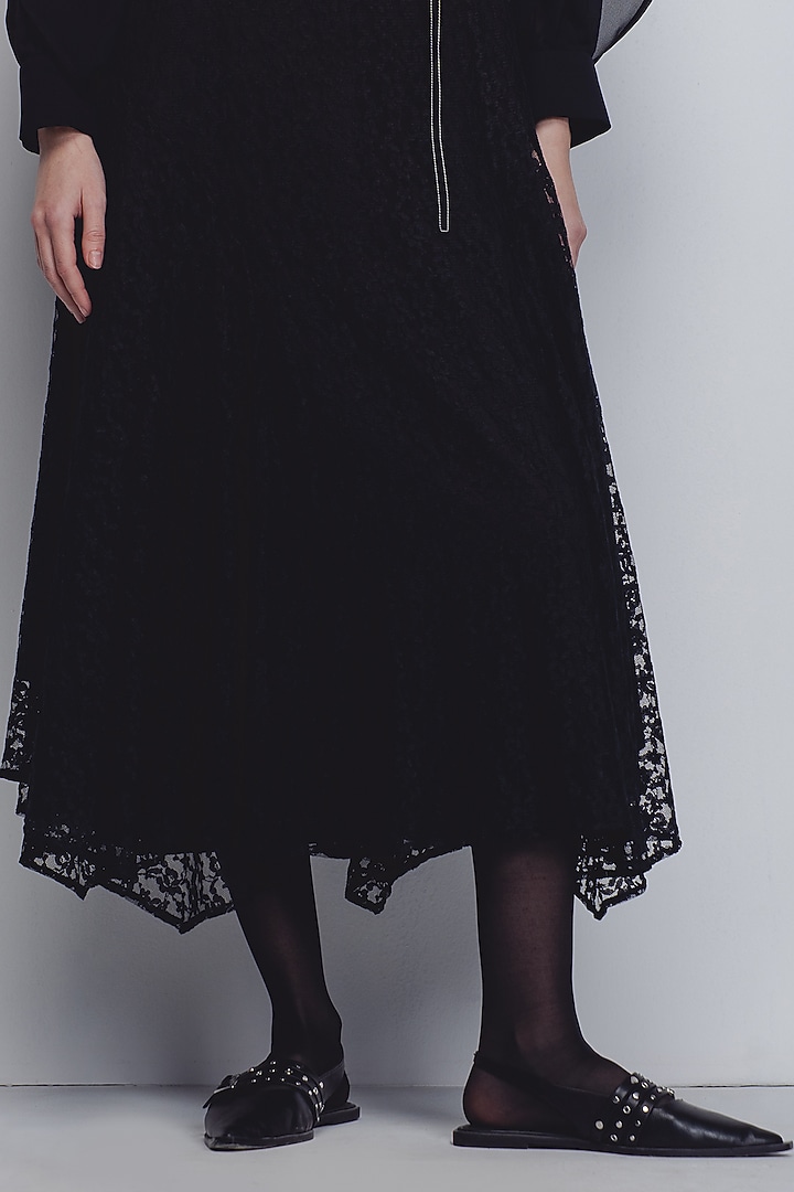 Black Viscose Polyester & Chiffon Vacation Dress by LEH STUDIOS at Pernia's Pop Up Shop