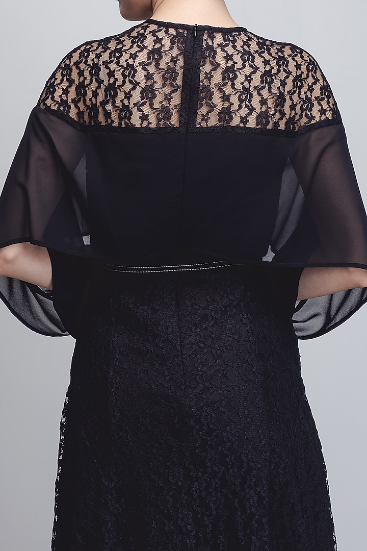 Black Viscose Polyester & Chiffon Vacation Dress by LEH STUDIOS at Pernia's Pop Up Shop