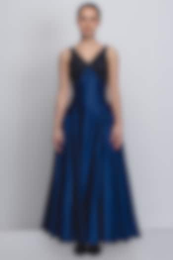 Navy & Black Chanderi Embellished Cocktail Dress by LEH STUDIOS at Pernia's Pop Up Shop