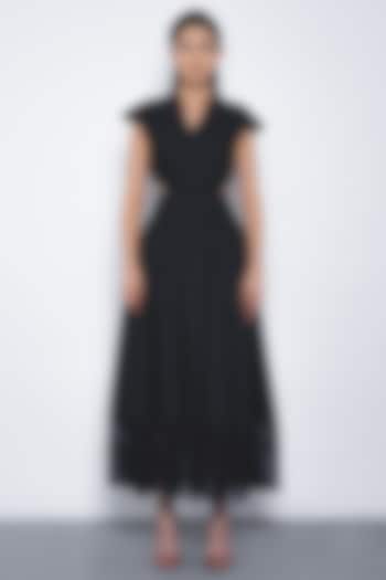 Black Viscose Lace Maxi Vacation Dress by Leh at Pernia's Pop Up Shop