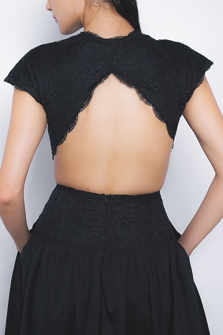 Black Viscose Lace Maxi Vacation Dress by LEH STUDIOS at Pernia's Pop Up Shop