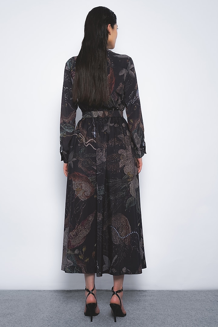 Multi-Colored Viscose Printed Wrap Maxi Vacation Dress by LEH STUDIOS at Pernia's Pop Up Shop
