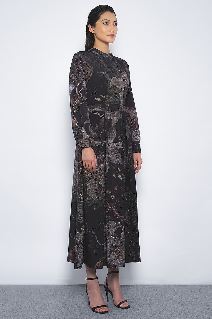 Multi-Colored Viscose Printed Wrap Maxi Vacation Dress by LEH STUDIOS at Pernia's Pop Up Shop