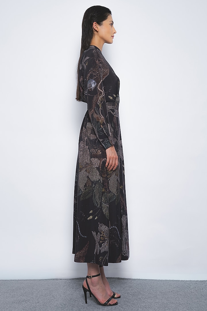 Multi-Colored Viscose Printed Wrap Maxi Vacation Dress by LEH STUDIOS at Pernia's Pop Up Shop