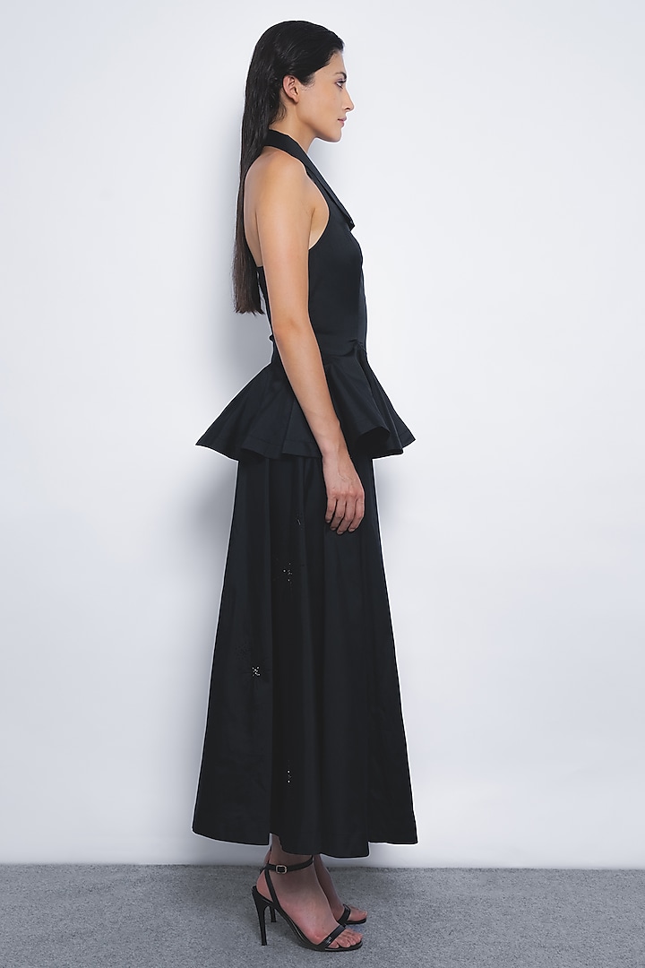 Black Viscose & Polyester Zipper Top by LEH STUDIOS at Pernia's Pop Up Shop