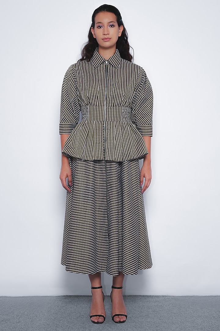 Green & White Viscose Checkered Midi Vacation Dress by Leh  at Pernia's Pop Up Shop