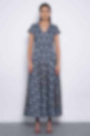Indigo Blue Viscose Printed Maxi Vacation Dress by Leh  at Pernia's Pop Up Shop
