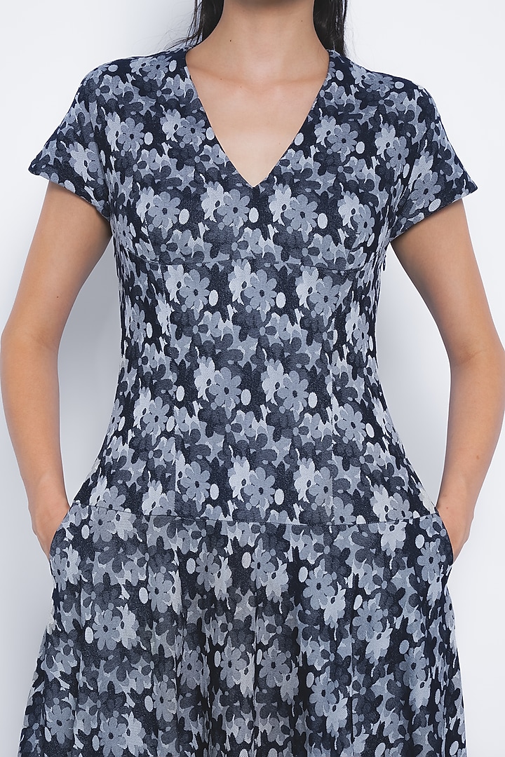 Indigo Blue Viscose Printed Maxi Vacation Dress by LEH STUDIOS at Pernia's Pop Up Shop
