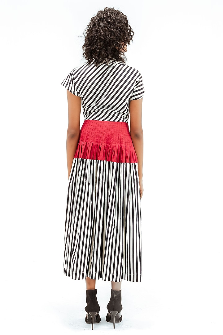 Multi-Colored Cotton Stripe Printed Maxi Vacation Dress by LEH STUDIOS at Pernia's Pop Up Shop