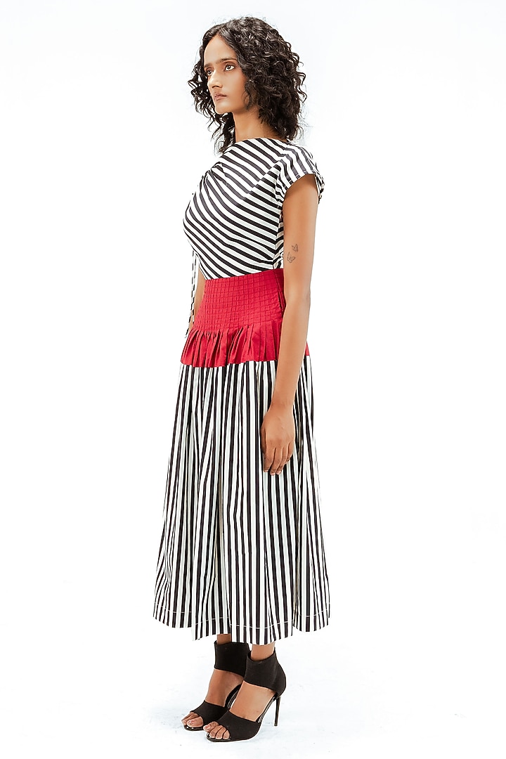 Multi-Colored Cotton Stripe Printed Maxi Vacation Dress by LEH STUDIOS at Pernia's Pop Up Shop