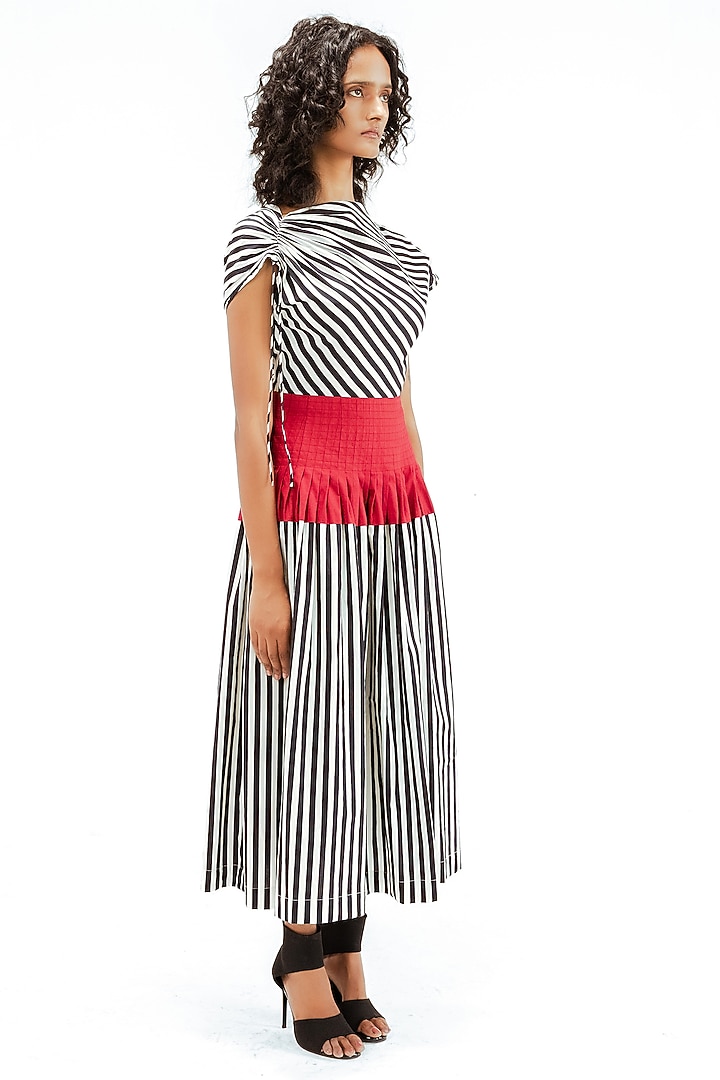 Multi-Colored Cotton Stripe Printed Maxi Vacation Dress by LEH STUDIOS at Pernia's Pop Up Shop