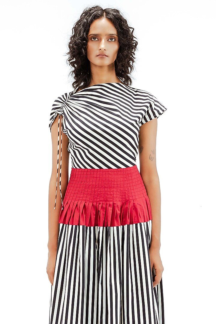 Multi-Colored Cotton Stripe Printed Maxi Vacation Dress by LEH STUDIOS at Pernia's Pop Up Shop
