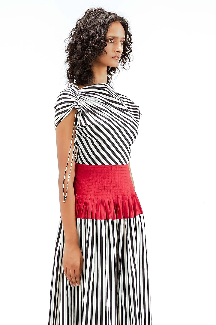 Multi-Colored Cotton Stripe Printed Maxi Vacation Dress by LEH STUDIOS at Pernia's Pop Up Shop
