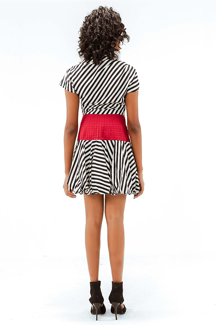 Multi-Colored Cotton Stripe Printed Mini Vacation Dress by LEH STUDIOS at Pernia's Pop Up Shop