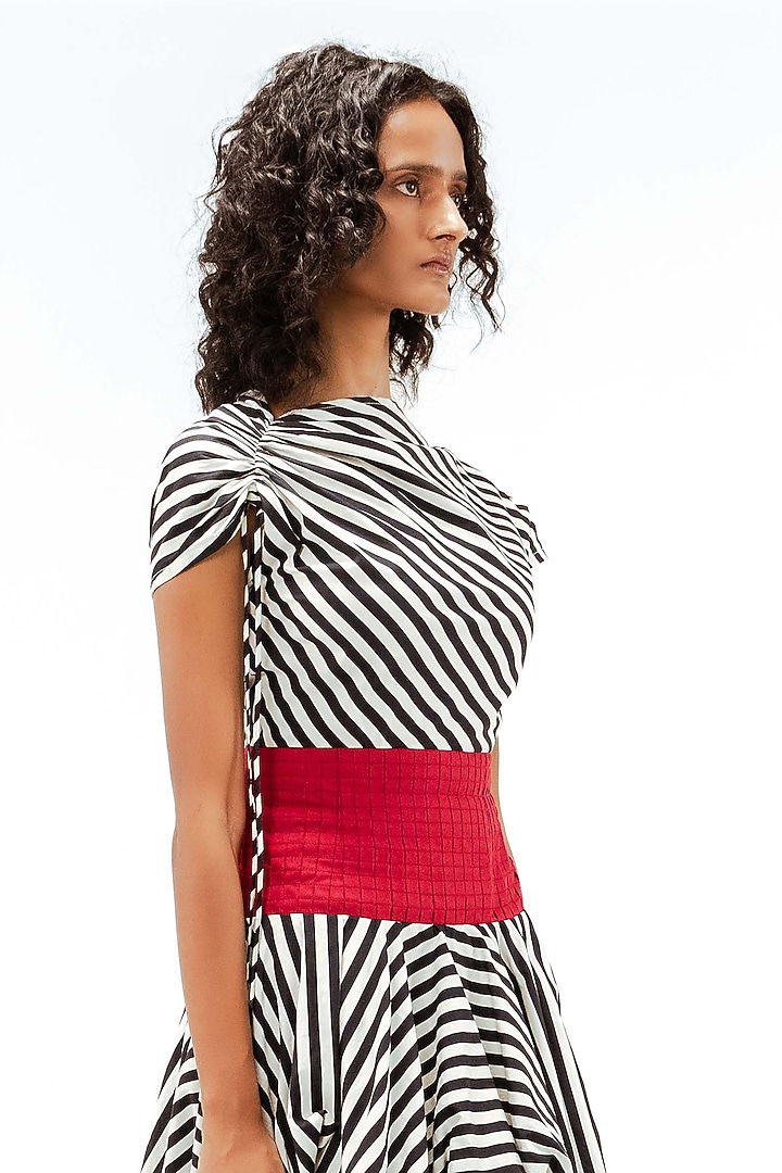 Multi-Colored Cotton Stripe Printed Mini Vacation Dress by LEH STUDIOS at Pernia's Pop Up Shop