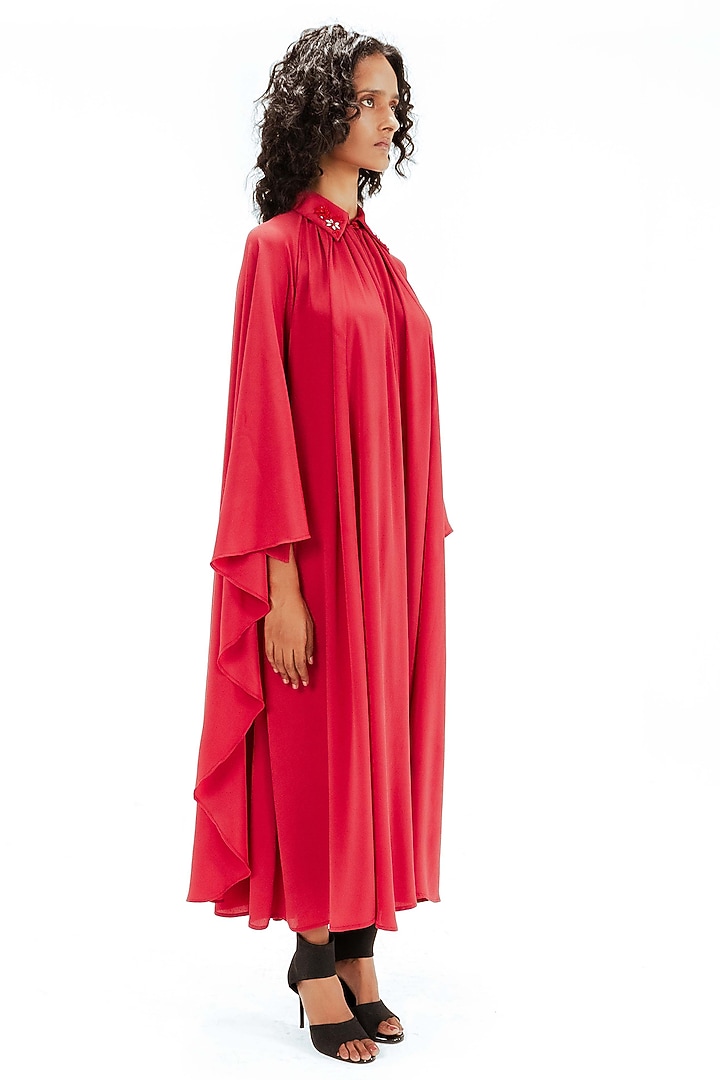 Red Viscose Kaftan Vacation Dress by LEH STUDIOS at Pernia's Pop Up Shop