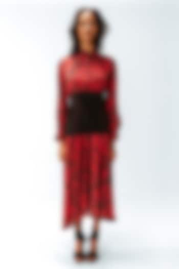 Black & Red Viscose Florix Printed Maxi Vacation Dress by Leh at Pernia's Pop Up Shop