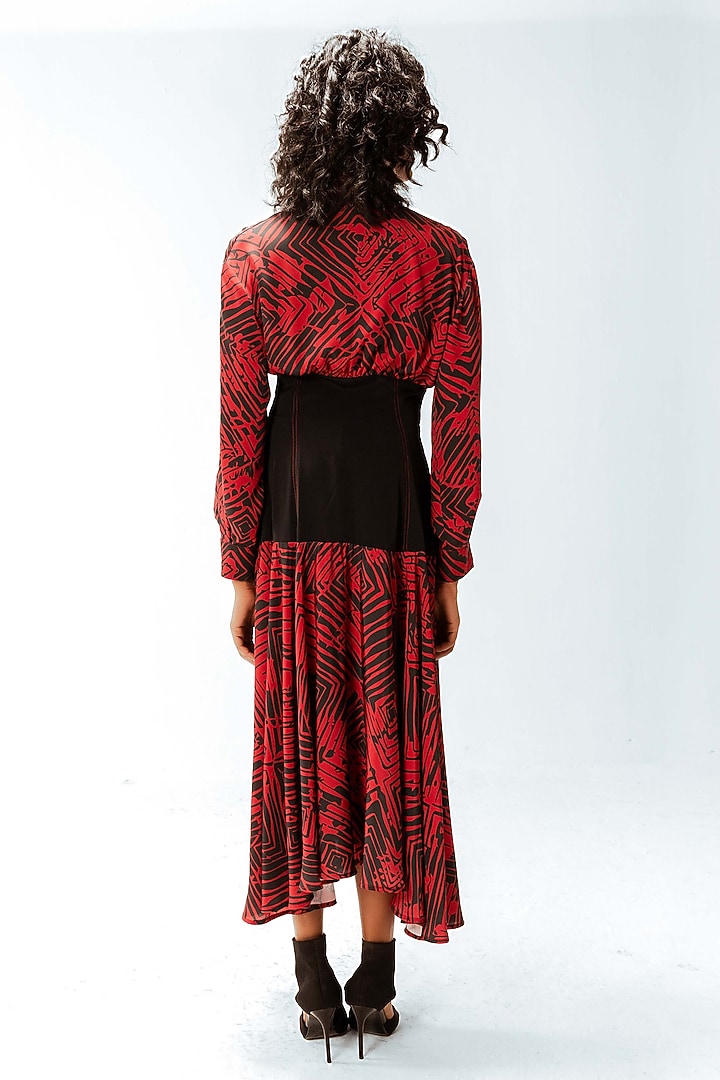 Black & Red Viscose Florix Printed Maxi Vacation Dress by LEH STUDIOS at Pernia's Pop Up Shop