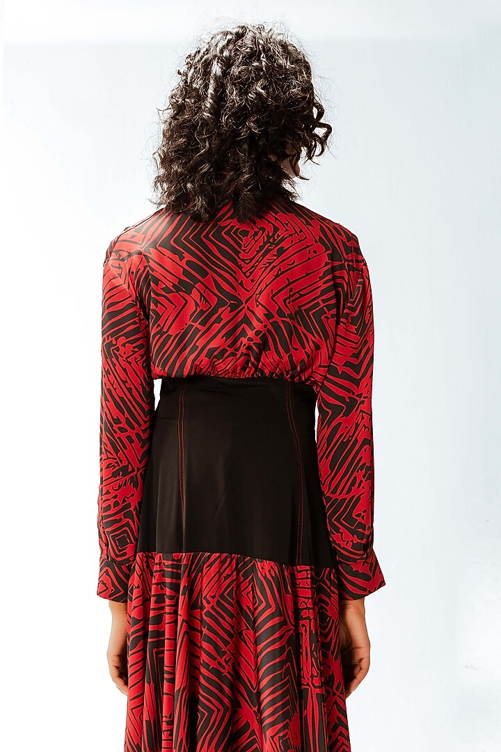 Black & Red Viscose Florix Printed Maxi Vacation Dress by LEH STUDIOS at Pernia's Pop Up Shop