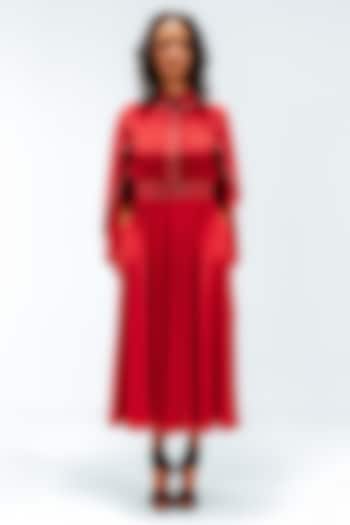 Red Viscose Midi Vacation Dress by Leh at Pernia's Pop Up Shop