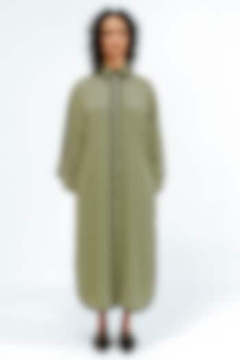 Olive Green & Navy Blue Viscose Striped Maxi Vacation Dress by Leh at Pernia's Pop Up Shop