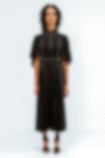 Black Viscose Handkerchief Midi Vacation Dress by Leh at Pernia's Pop Up Shop