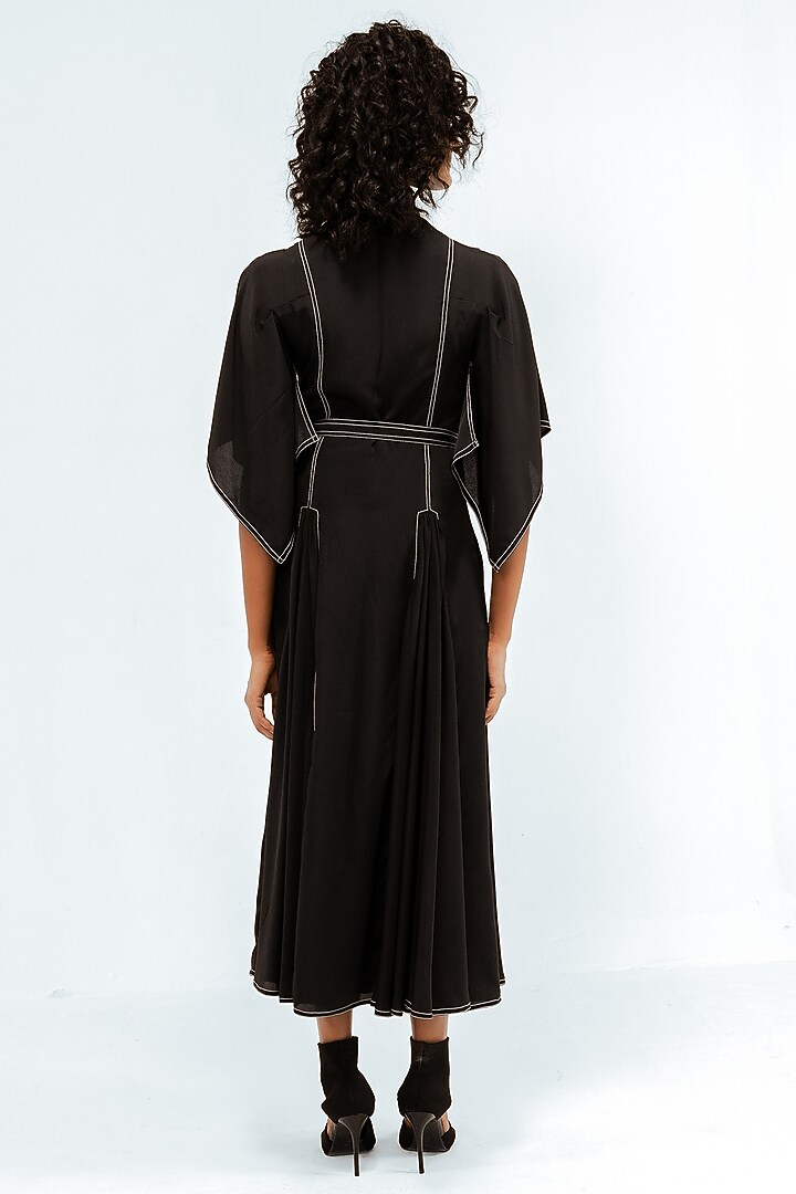 Black Viscose Handkerchief Midi Vacation Dress by LEH STUDIOS at Pernia's Pop Up Shop
