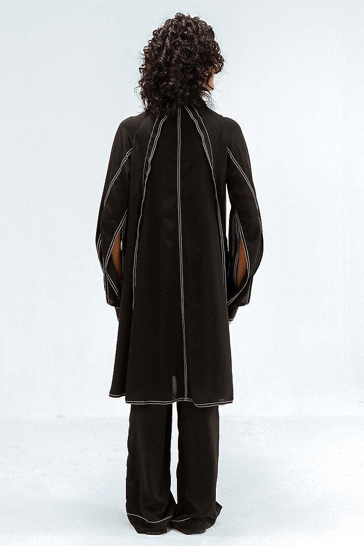 Black Viscose Open-Slit Tunic by LEH STUDIOS at Pernia's Pop Up Shop