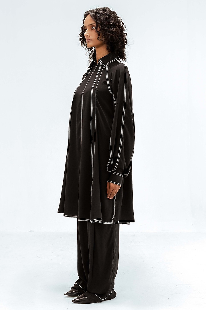 Black Viscose Open-Slit Tunic by LEH STUDIOS at Pernia's Pop Up Shop