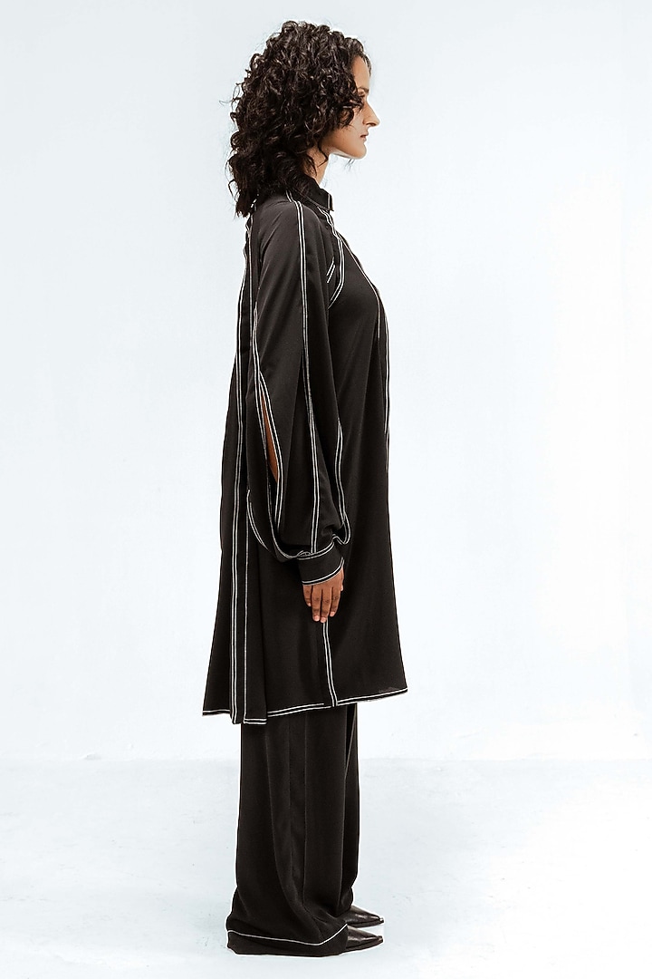 Black Viscose Open-Slit Tunic by LEH STUDIOS at Pernia's Pop Up Shop