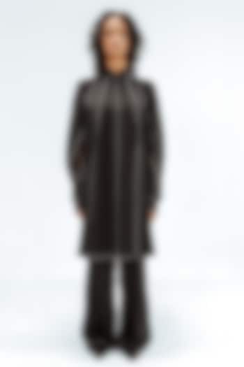 Black Polyester Wide-Leg Pants by Leh at Pernia's Pop Up Shop