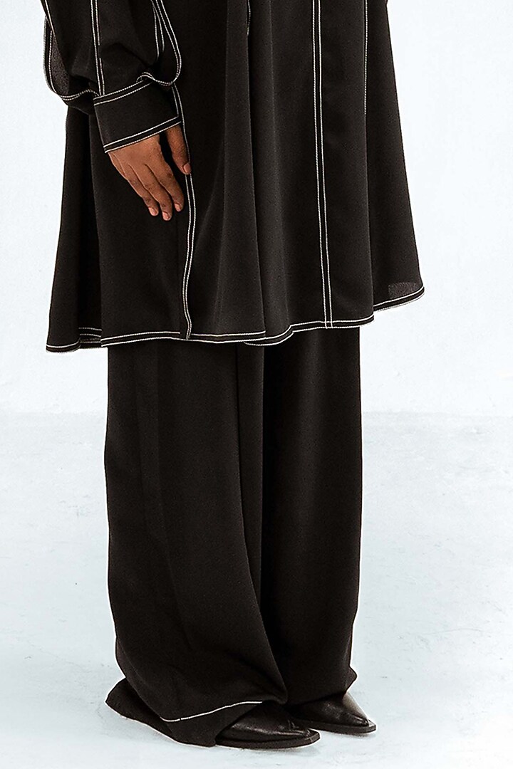 Black Viscose Open-Slit Co-Ord Set by LEH STUDIOS at Pernia's Pop Up Shop