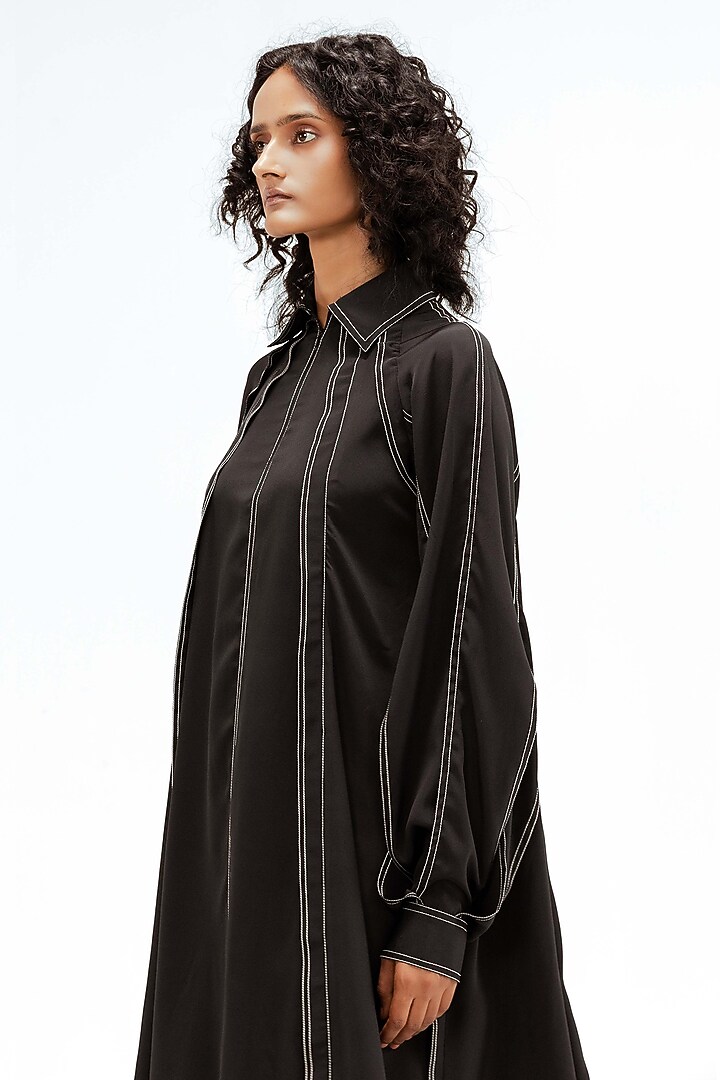 Black Viscose Open-Slit Co-Ord Set by LEH STUDIOS at Pernia's Pop Up Shop