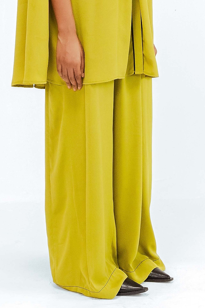Citrus Green & Black Polyester Co-Ord Set by LEH STUDIOS at Pernia's Pop Up Shop