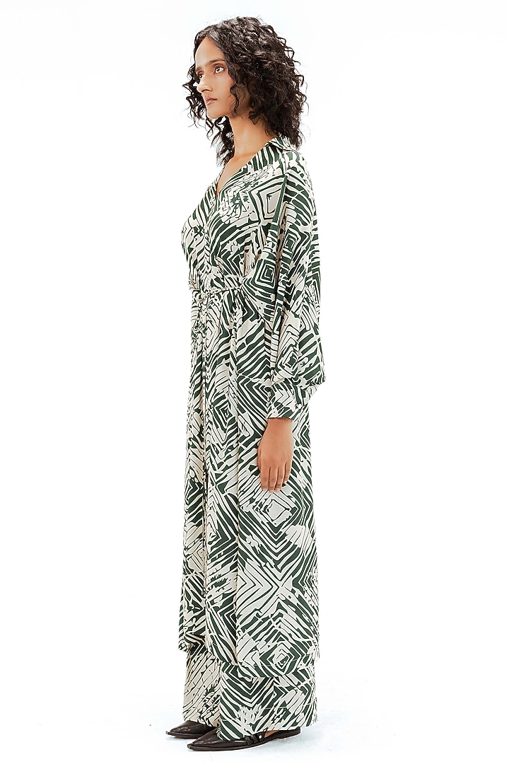 Green & Beige Polyester Florix Printed Co-Ord Set by LEH STUDIOS at Pernia's Pop Up Shop