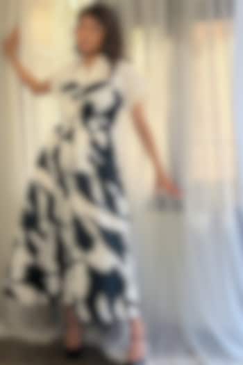 Black & White Cotton Abstract Printed Maxi Vacation Dress by LEH STUDIOS at Pernia's Pop Up Shop