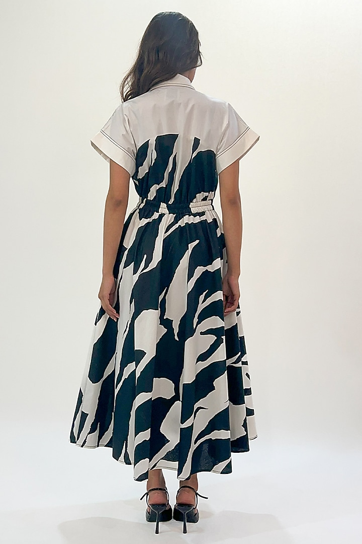 Black & White Cotton Abstract Printed Maxi Vacation Dress by LEH STUDIOS at Pernia's Pop Up Shop