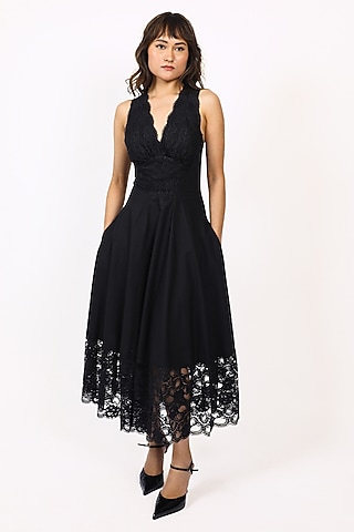 Raven Viscose Lace Maxi Dress by LEH STUDIOS