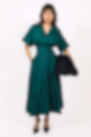 Green Cotton Stem Maxi Vacation Dress by LEH STUDIOS at Pernia's Pop Up Shop