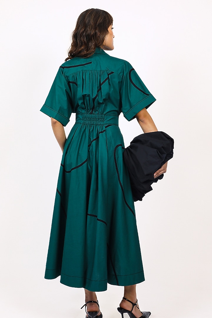 Green Cotton Stem Maxi Vacation Dress by LEH STUDIOS at Pernia's Pop Up Shop