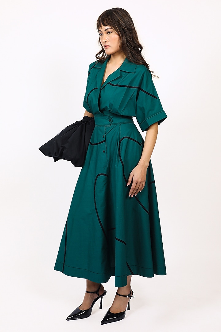 Green Cotton Stem Maxi Vacation Dress by LEH STUDIOS at Pernia's Pop Up Shop